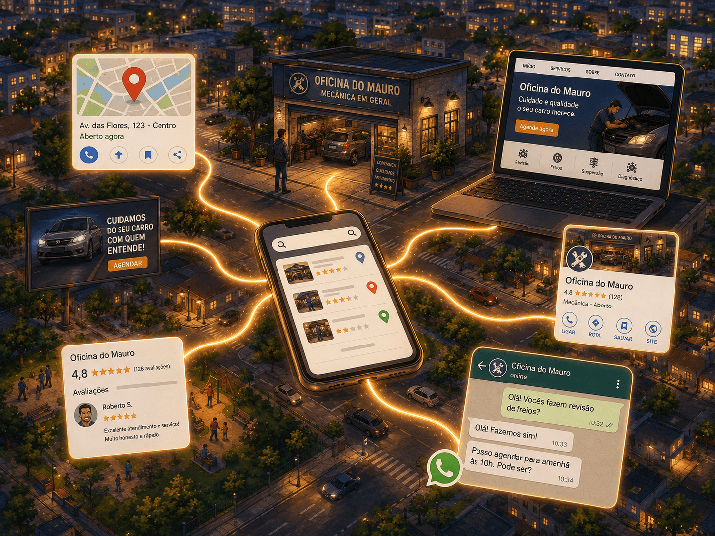 Onde entram o Perfil da Empresa, o site e o Google Ads?