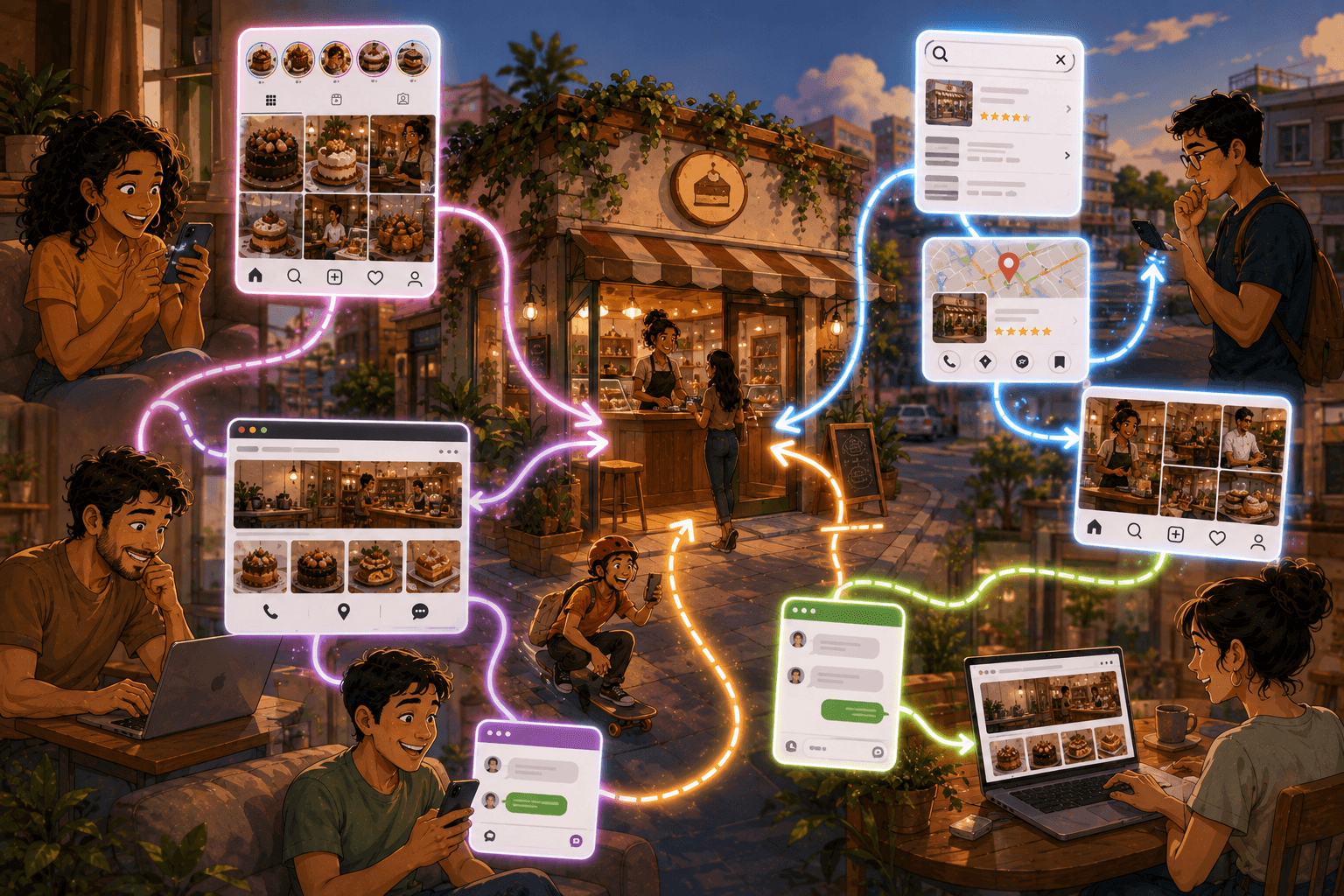 Instagram, site, Google e WhatsApp